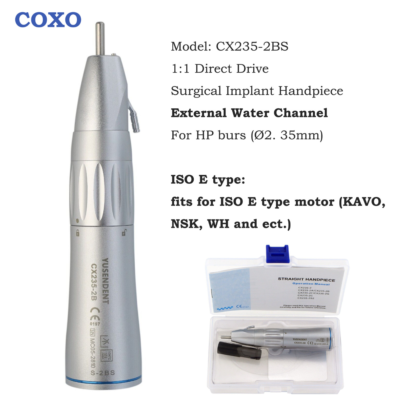 COXO Dental Slow Speed Contra Angle 1:1 1:5 6:1 10:1 Handpiece Air Motor 4Hole