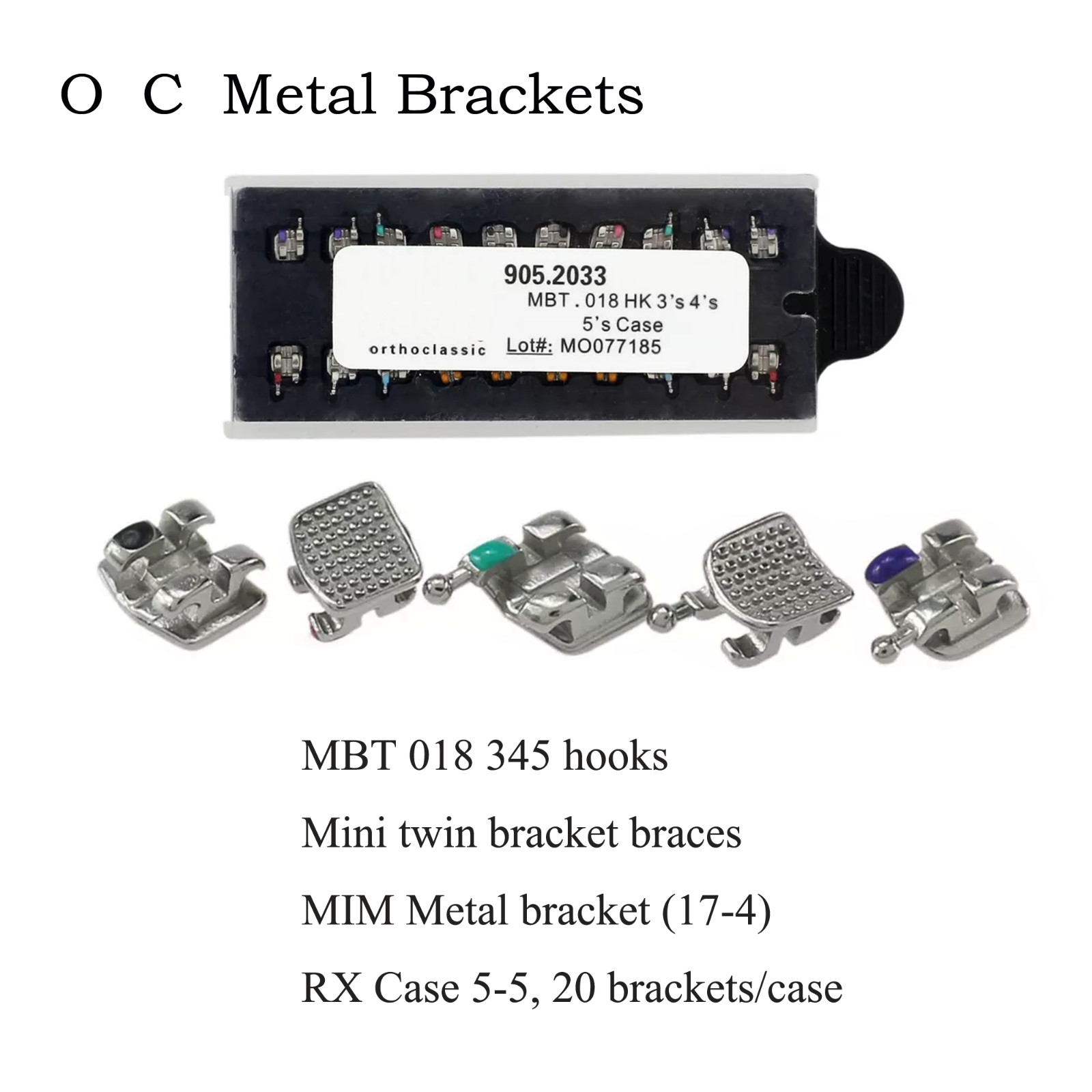 Dental Orthodontic Bracket Braces Metal MIM Mini Roth MBT 022 018 345 Hooks 5-5