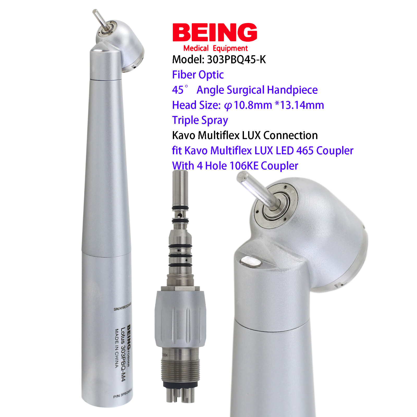 COXO High Speed Surgical Handpiece 45° LED Dental Turbine NSK Kavo Coupler 4 6
