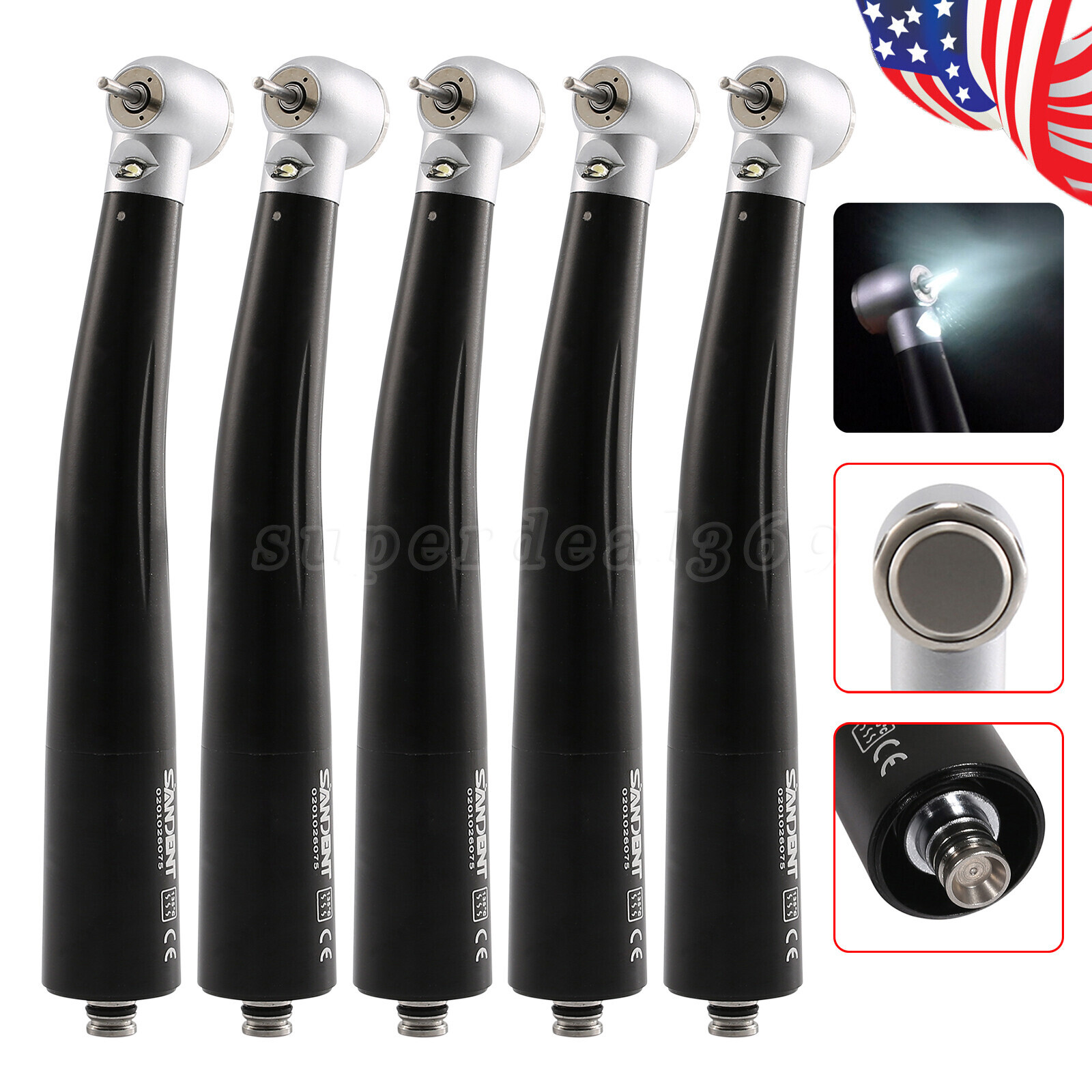 1-10pcs SANDENT Dental LED E-generator Triple Handpiece fit NSK 4 Hole Coupler