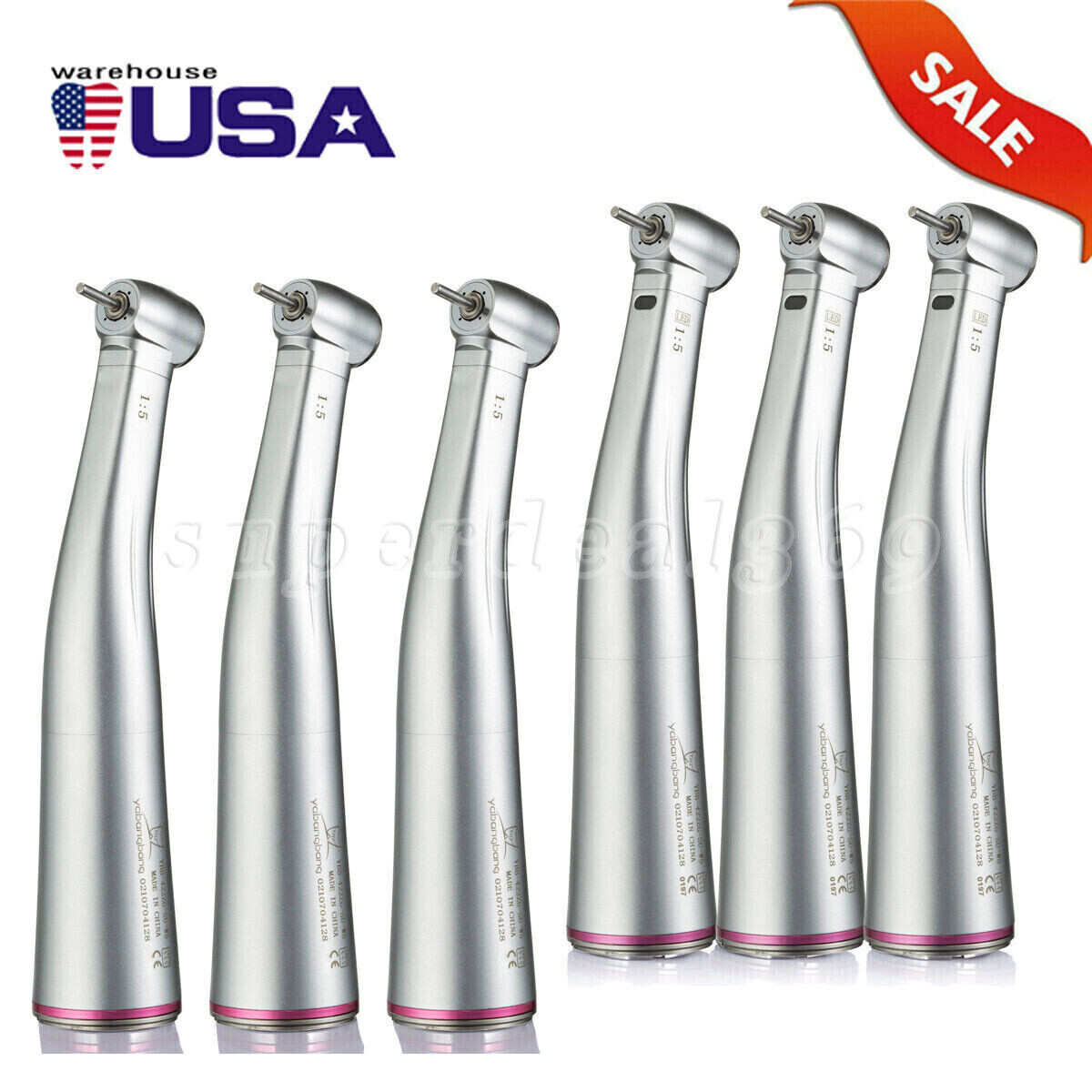 Dental 1:5 Increasing Fiber Optic LED Contra Angle Handpiece Fit NSK Micro Motor