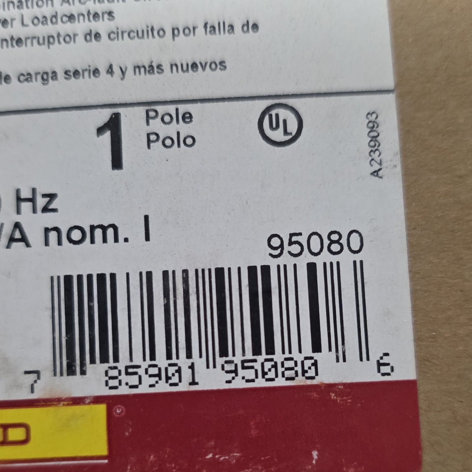 Square D Homeline HOM115PCAFI Plug-On Neutral AFCI Breaker 15A 1P 120V