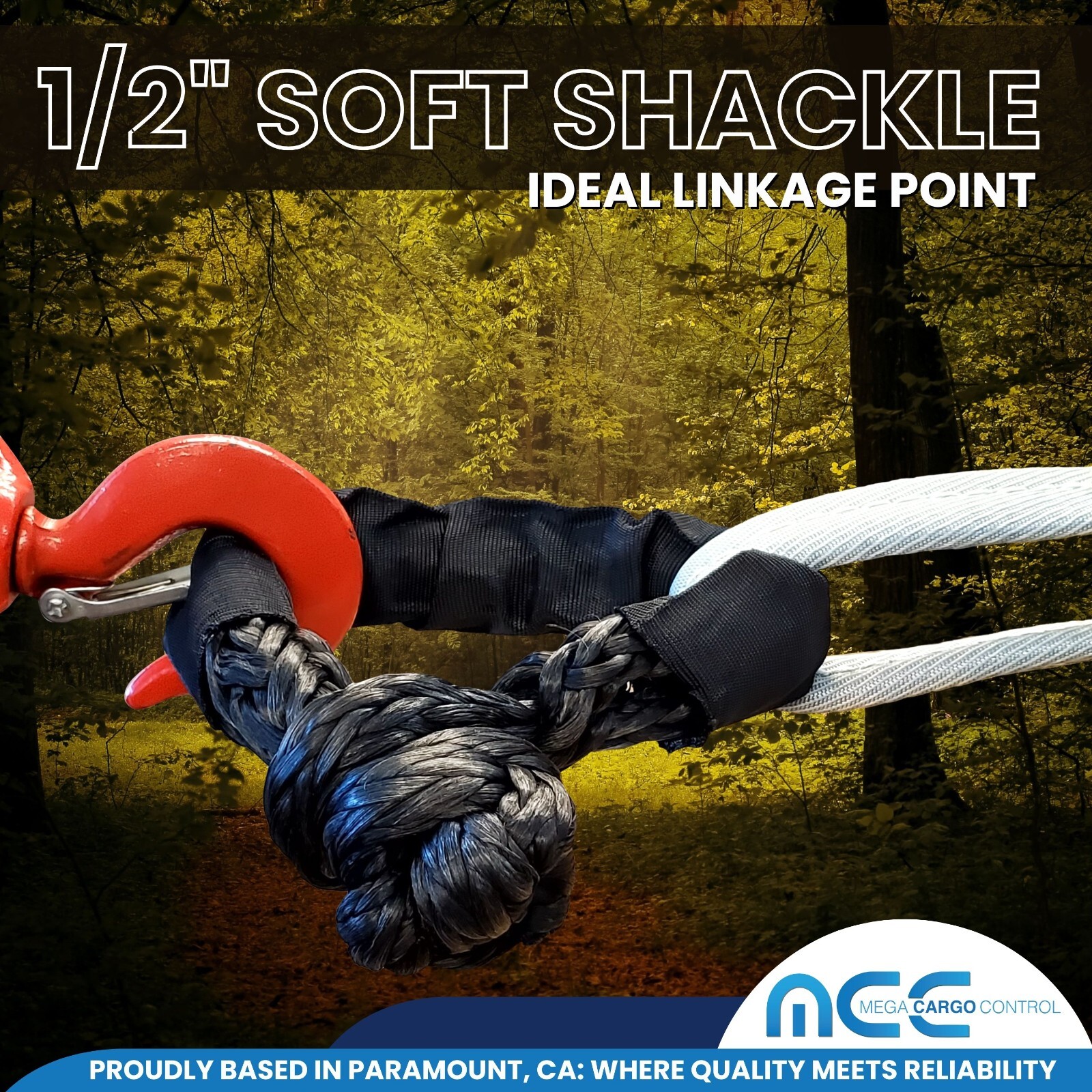 2 PC 1/2” x 22” Synthetic Soft Shackle Tow Rope Recovery Strap 37,400LBS