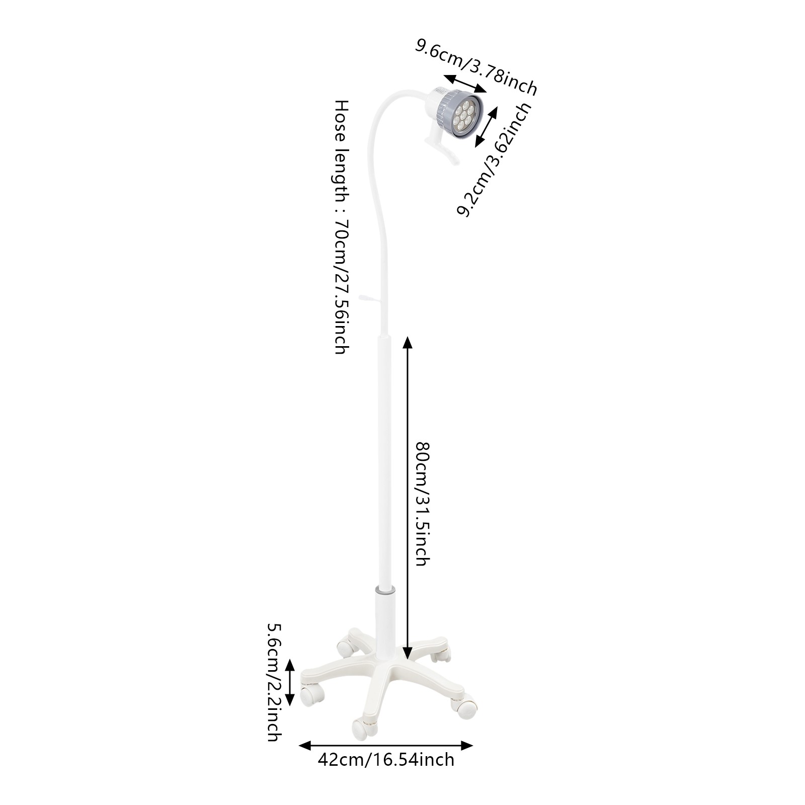 12W Mobile Dental Surgical Exam Lamp LED Examination Light W/ Wheels Floor Stand