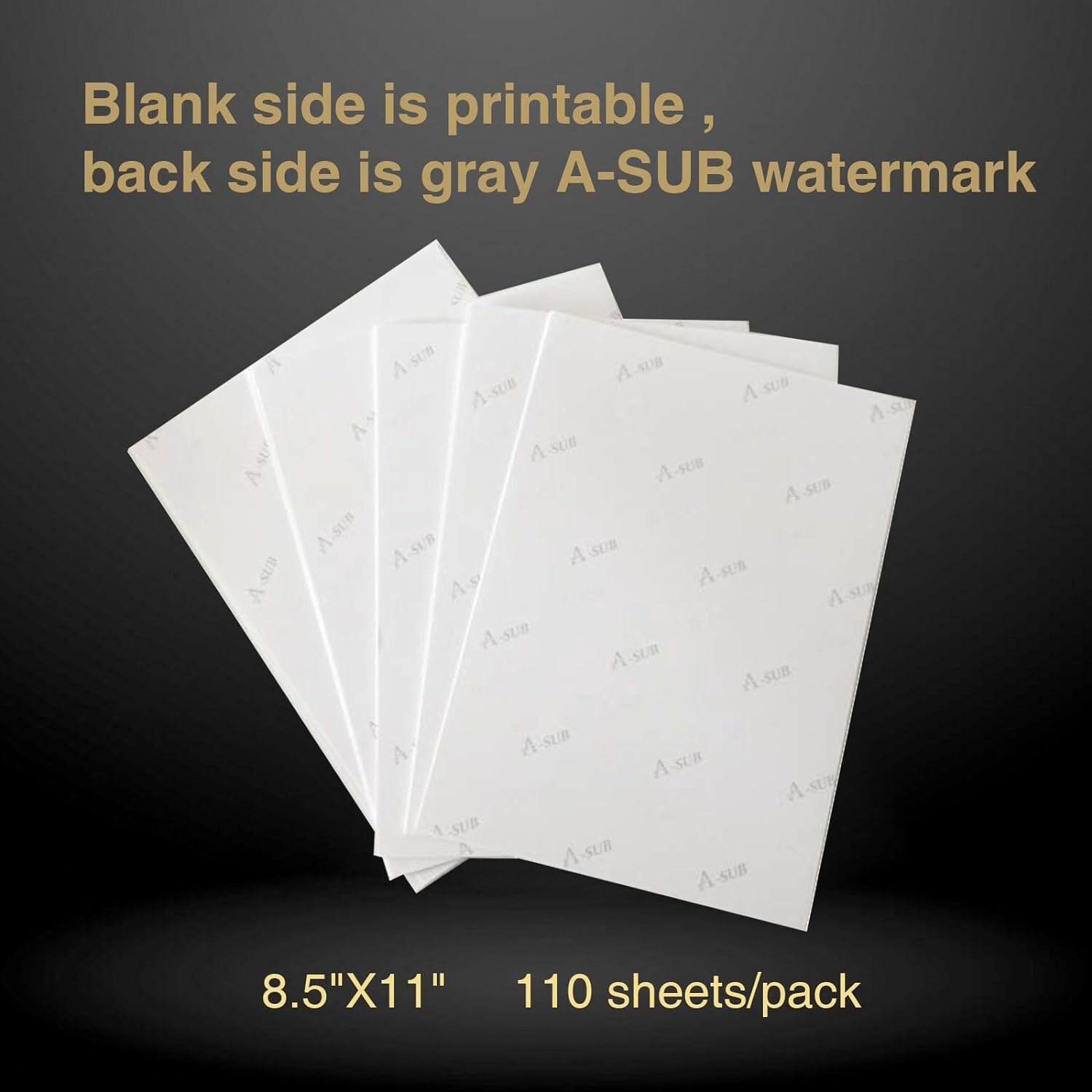 A-SUB Sublimation Paper 125g 8.5×11 110 Sheets for Inkjet Printers Heat Transfer