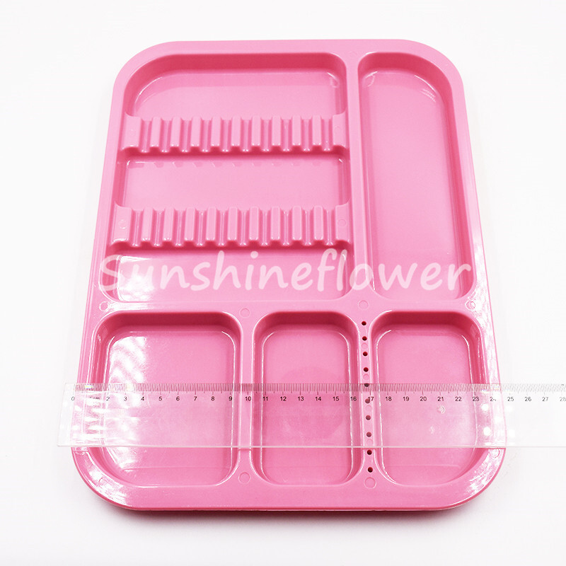 Dental Separate Autoclavable 135°C Divided Tray Plastic Set Up Trays 5 Color