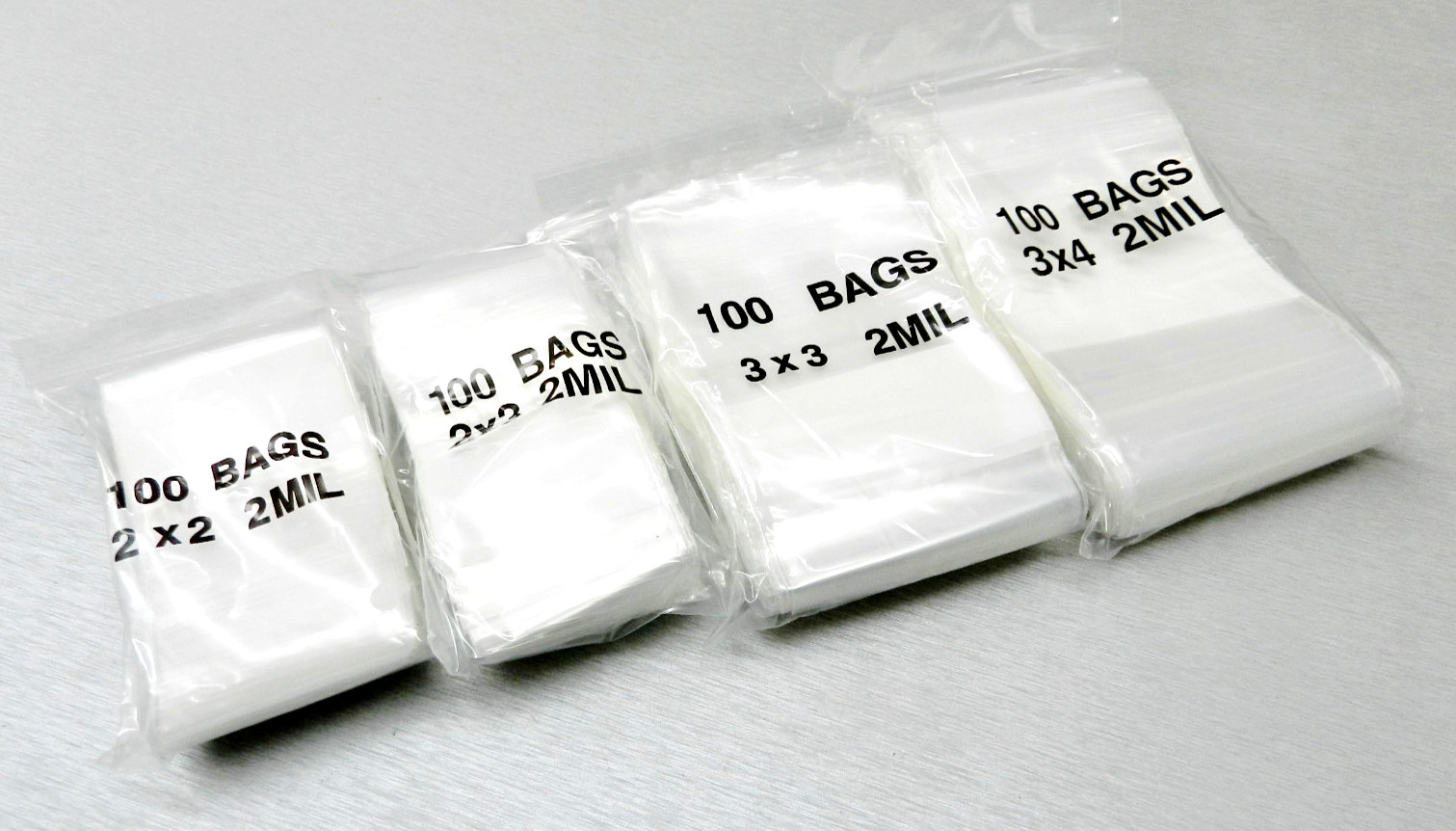400 Zip Seal Lock Bags Assortment of 2×2 2×3 3×3 3×4 Assorted 2mil Clear Locking