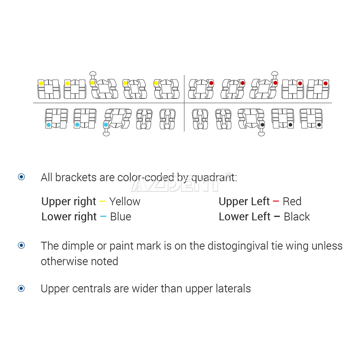 AZDENT Dental Ortho Metal Brackets Mini/Standard Roth/MBT 018/022 Hooks 3/3-4-5