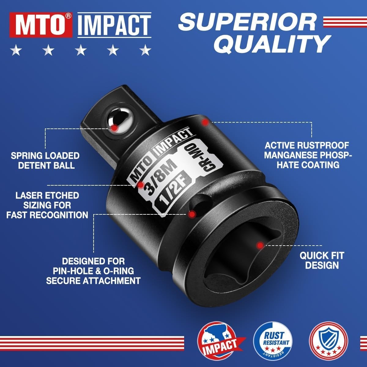 2-Piece 1/2″ Female to 3/8″ Male Impact Socket Adapter Set, 1/2″ Drive Impact Dr
