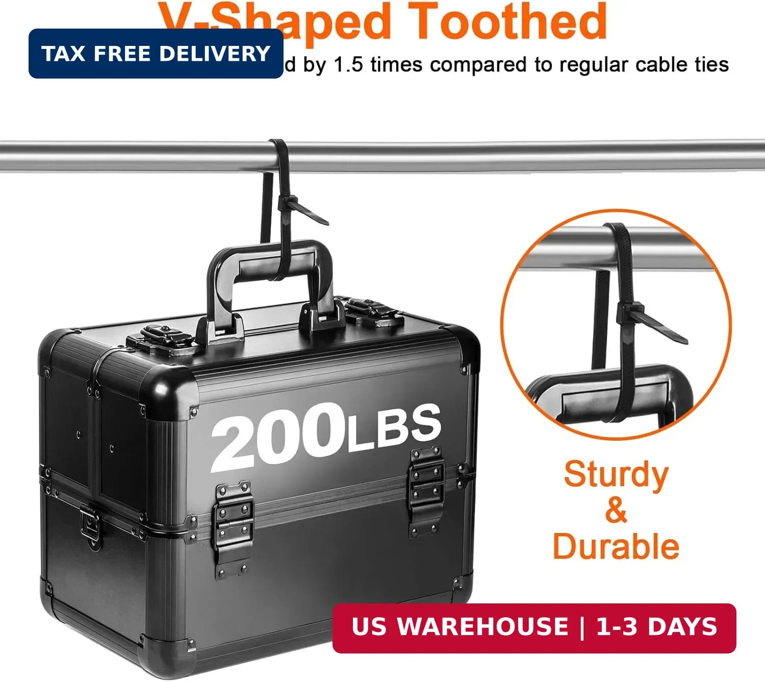 Zip Ties Heavy Duty 12 inch，V-Shaped Toothed Double Sided With 200 LBS Tensile S