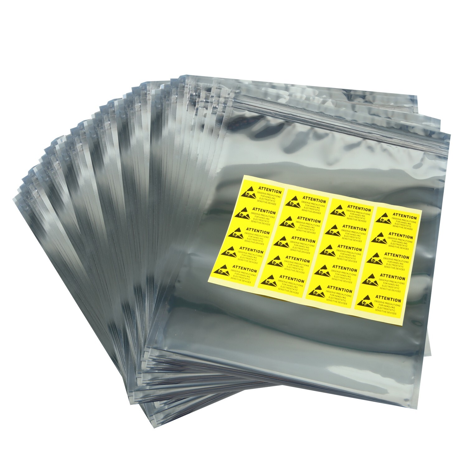 25 Zip Lock 8″ X 10″ Anti-Static ESD Bags and Labels; US Stock