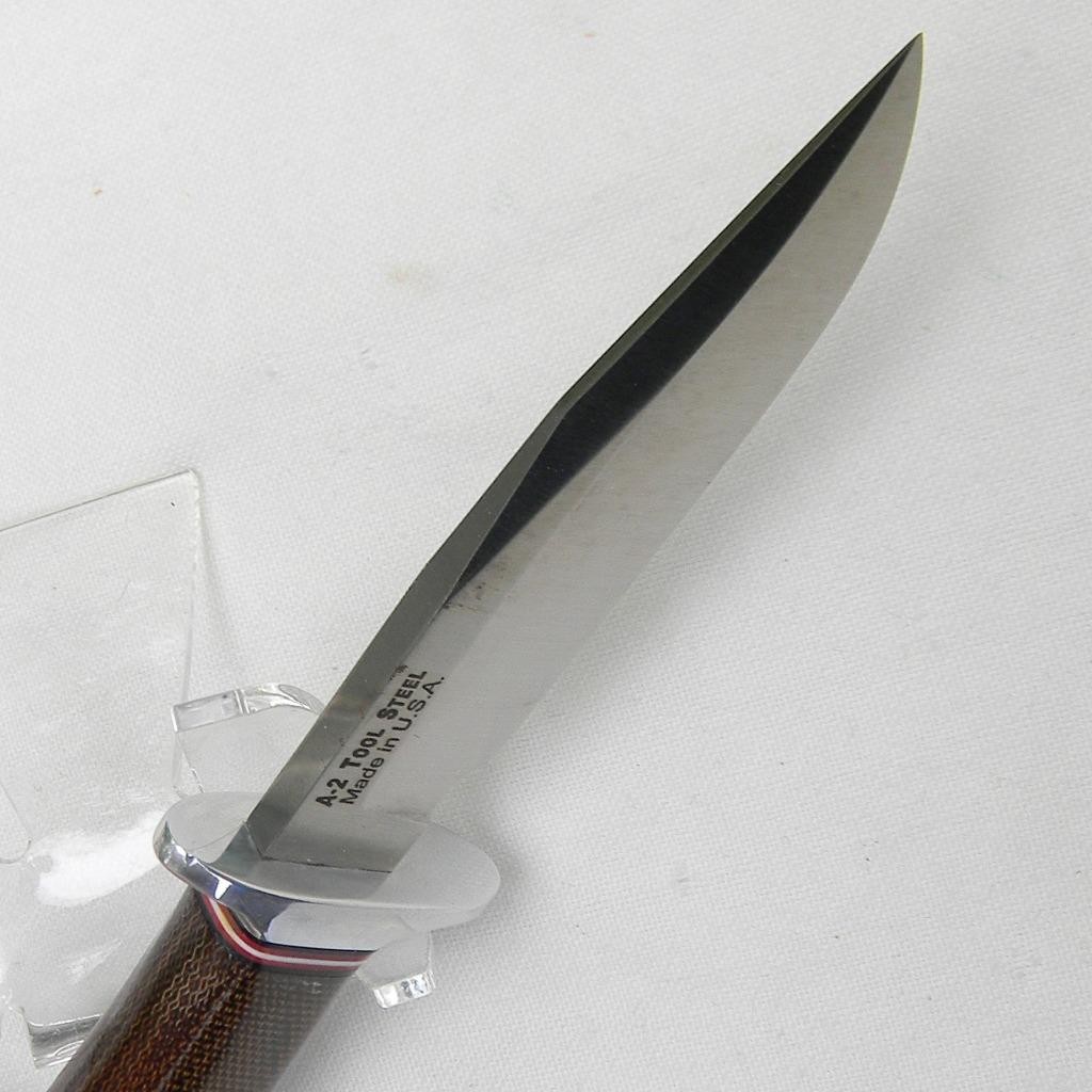 Blackjack USA 1990s Model 2 knife, green micarta, A2 tool steel, orig sheath NIB
