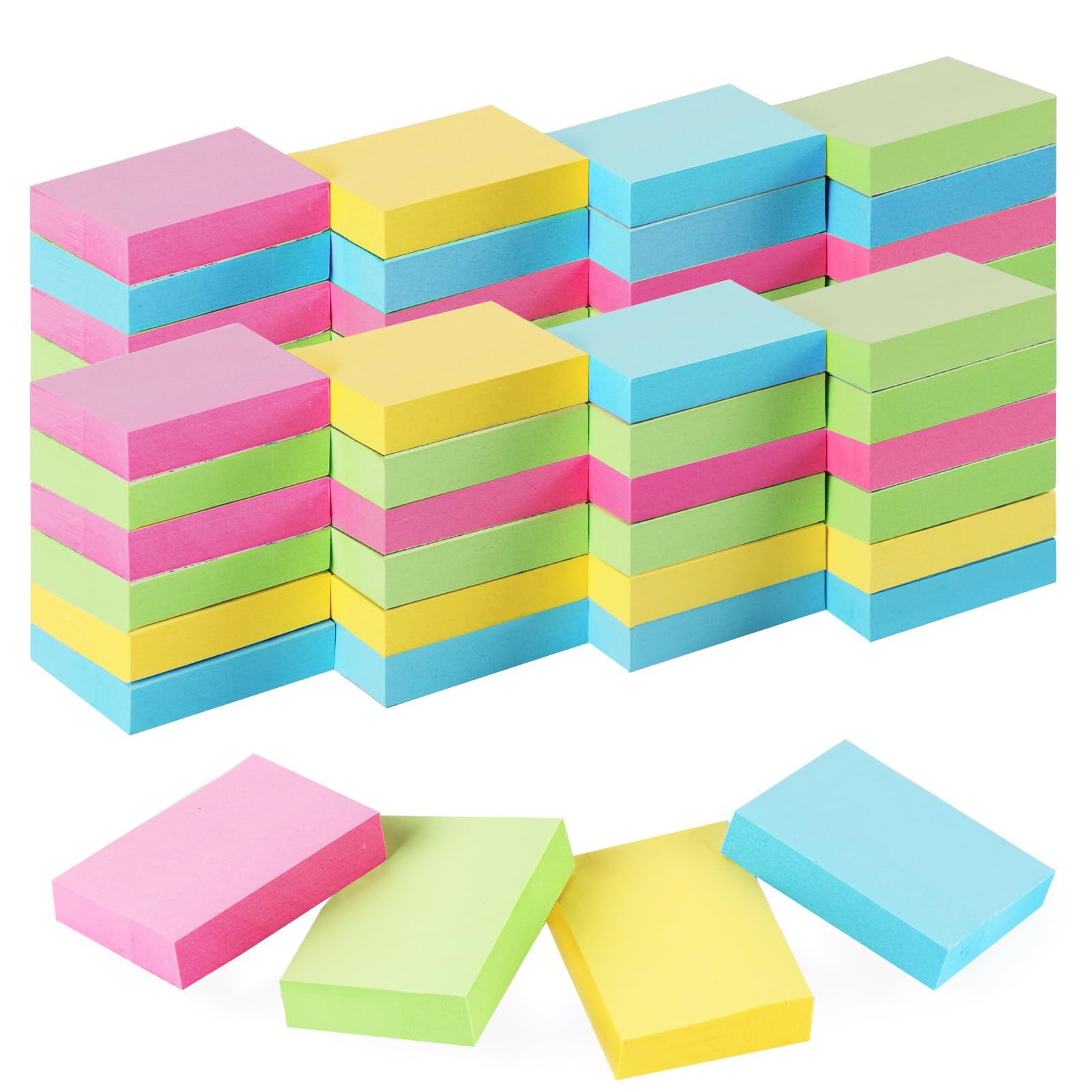 Small Sticky Notes Bulk, 50 Pads, 1.5×2 Inch, 5000 Sheets, 4 Colors