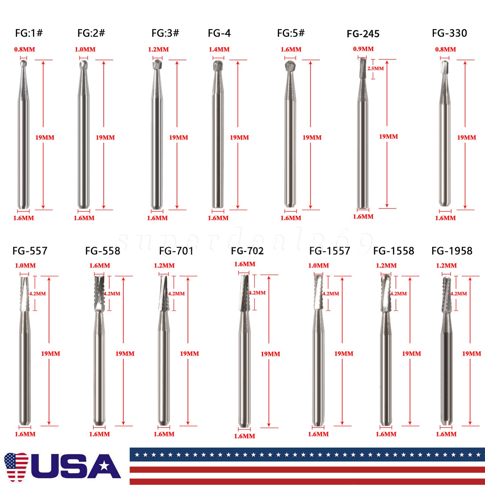 10-100 Pcs Dental FG Tungsten Steel Carbide Burs Drill High-Speed Handpiece po