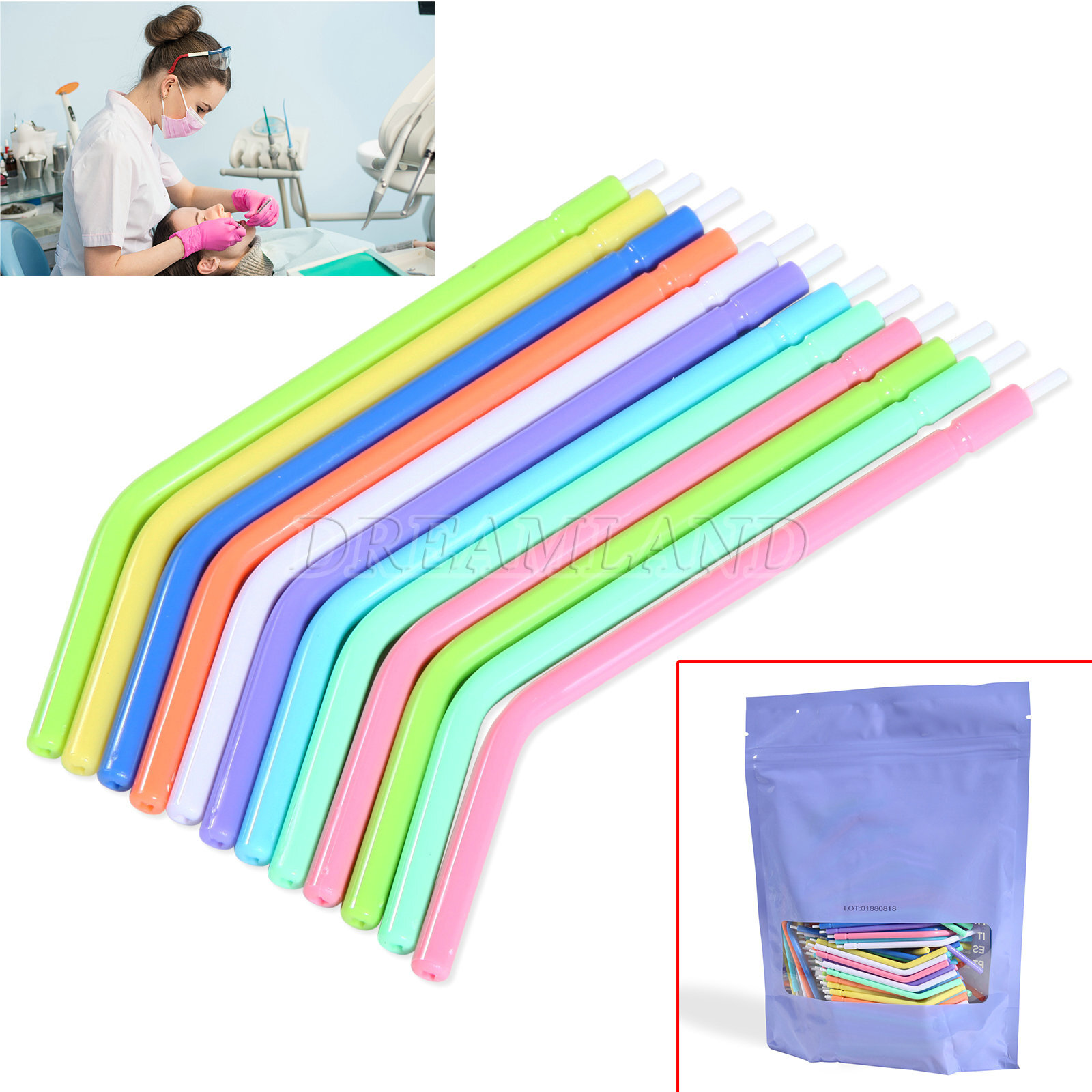Dental 3-Way Air Water Syringe Disposable Spray Tips Triple Nozzles Tubes