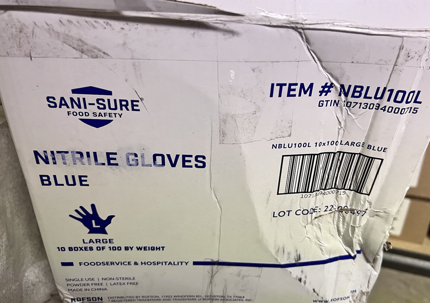 Case Of 10 Boxes With A 100 Each Box Of Sani-sure Nitrile Gloves Blue Large