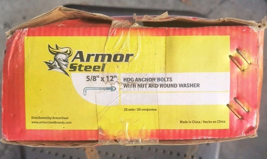 5/8″ x 12″ Threaded Concrete Anchor L-Bolts – Hot Dipped Galvanized Armor Steel