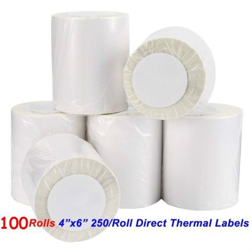 100 Rolls Direct Thermal Labels 250/Roll 4×6 For Zebra LP2844 Eltron ZP450