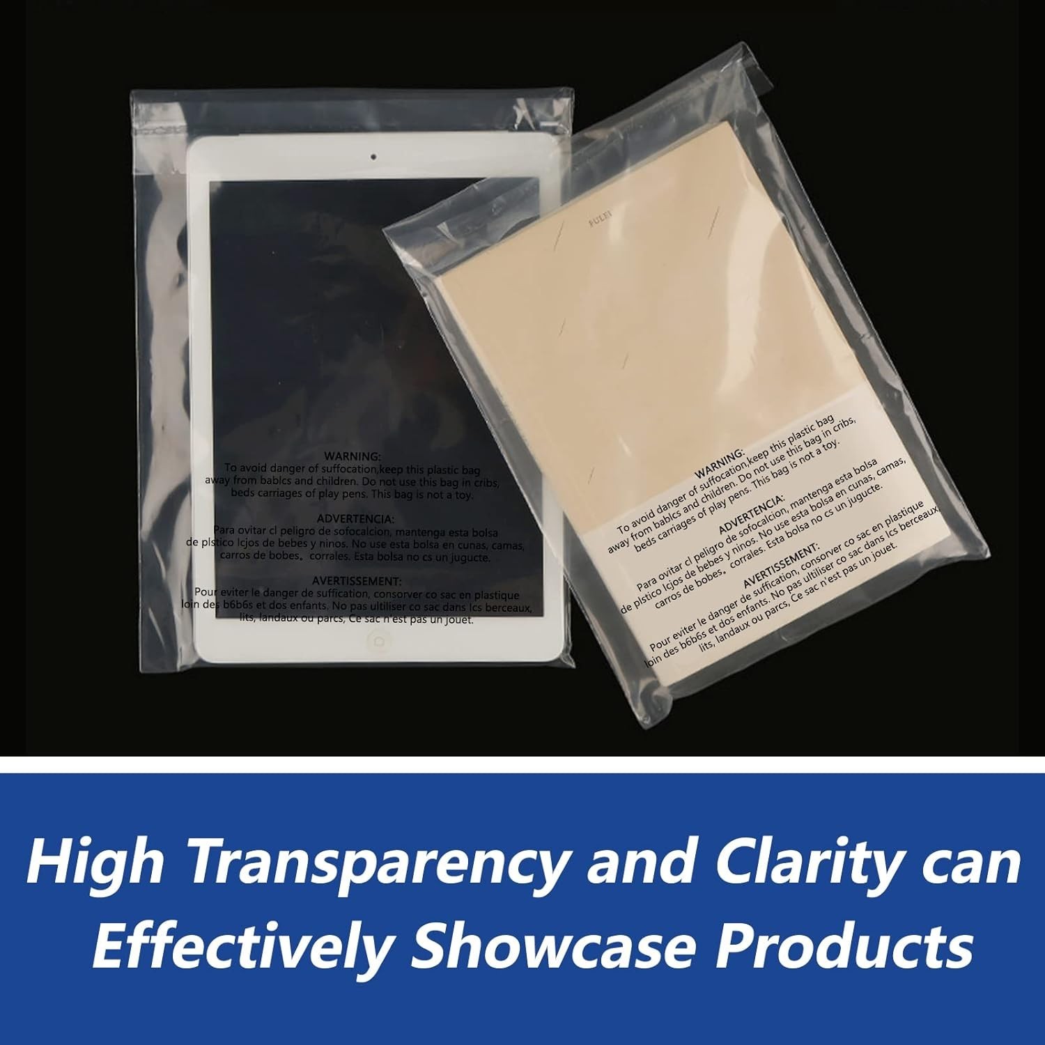 500 Count – 12″ x 15″, Self Seal 1.6 Mil Clear Plastic Poly Bags with Suffoca…