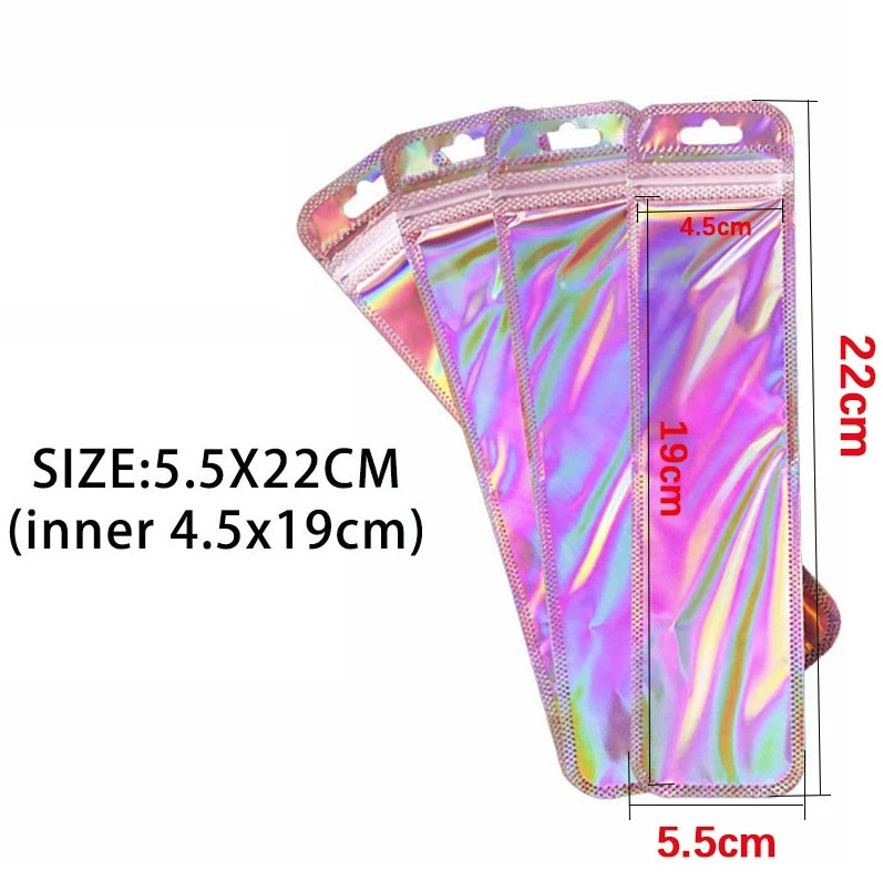 50pcs Iridescent Zip Lock Bags Holographic Self-Sealing Packaging Pouches – NEW