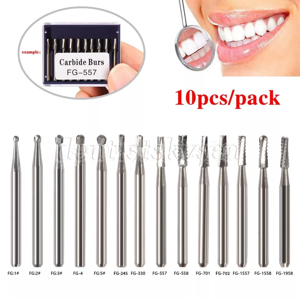 10-100 Pcs Dental FG Tungsten Steel Carbide Burs Drill High-Speed Handpiece