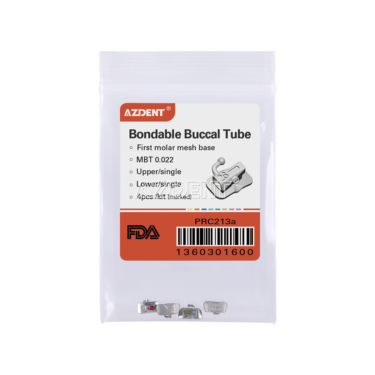 AZDENT Dental Ortho Buccal Tubes 1st Molar MBT 0.022 Bondable Non-Convertible