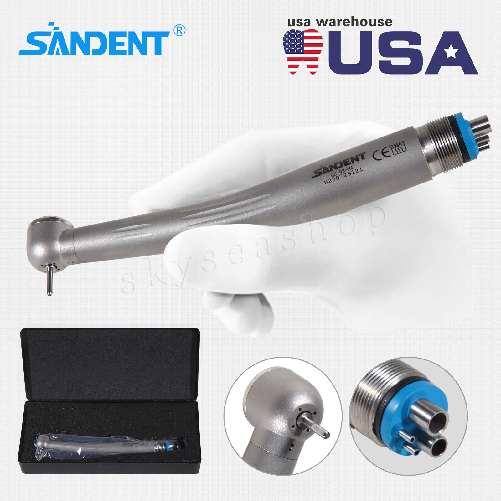 10pcs Dental High Speed Handpiece Ceramic Bearing Single Spray 4 Holes