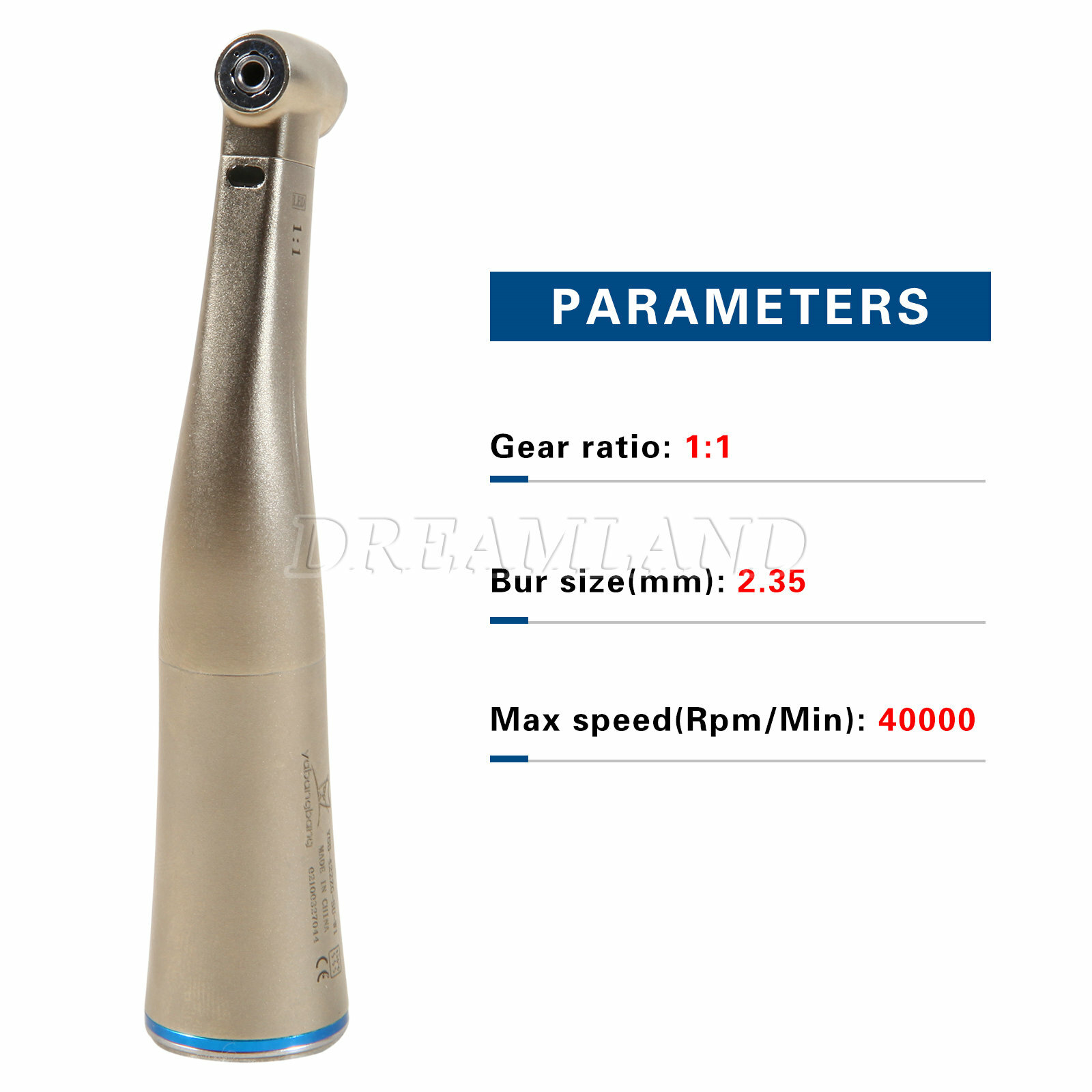 Dental Contra Angle Handpiece 1:1 LED Fiber Optic Low Speed φ2.35mm Fit Kavo NSK