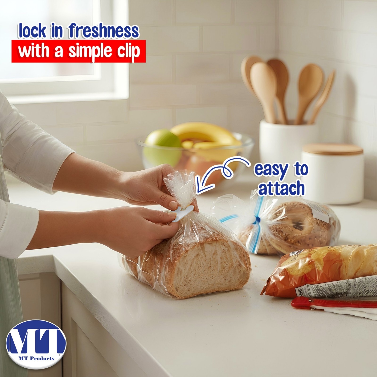 MT Products White Disposable Plastic Clip and Bread Bag Clips – Pack of 500