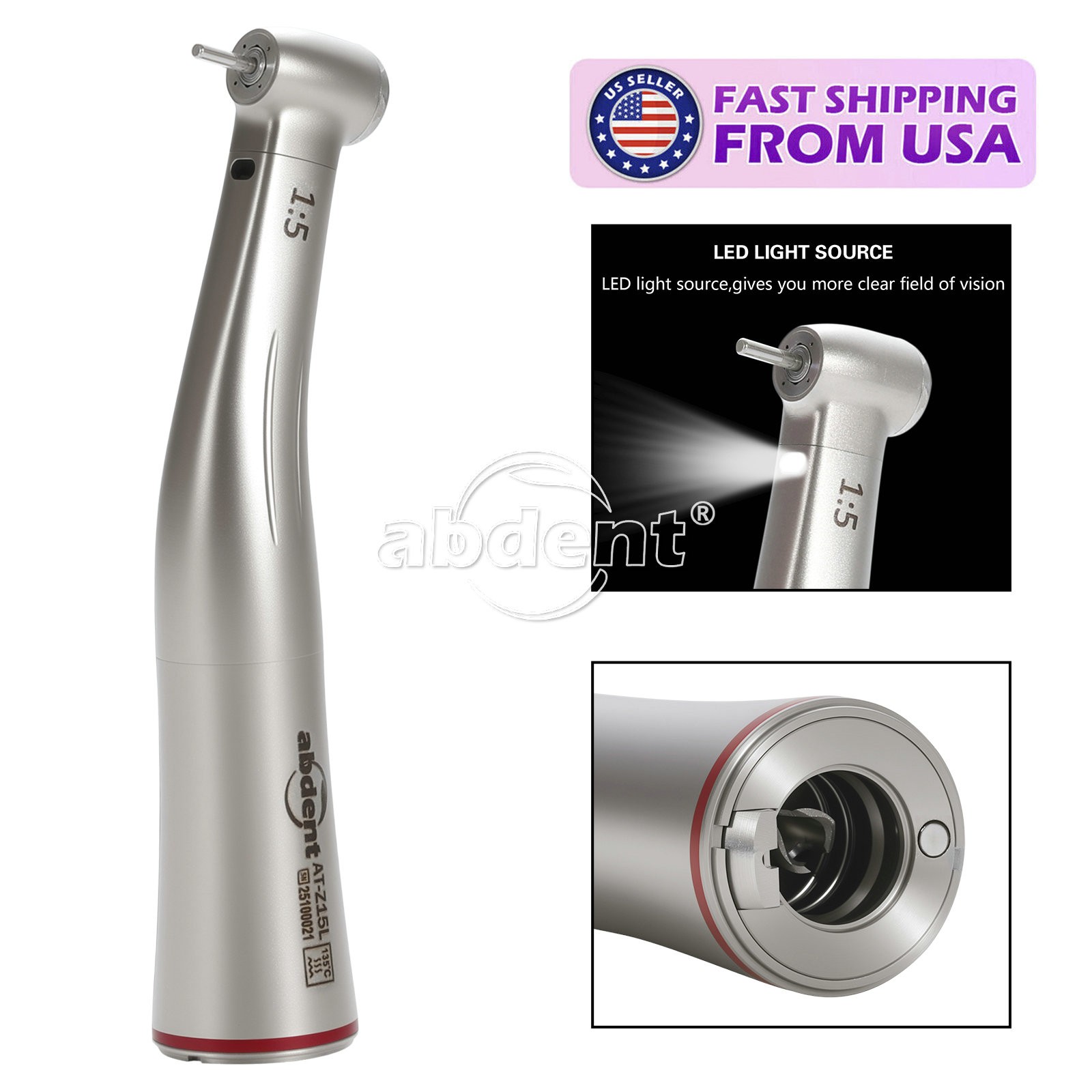 AbDent 1:5 Increasing Contra Angle Fiber Optic Handpiece Turbine