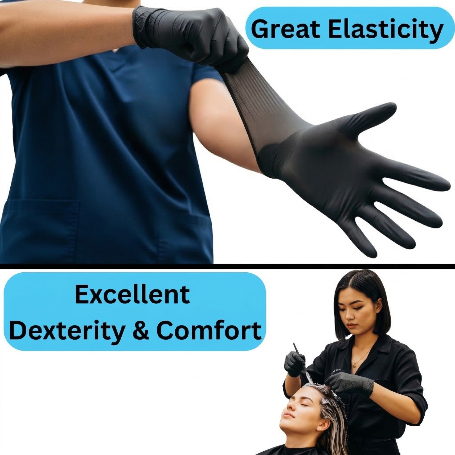 1000 Pcs, Black Nitrile Powder-Free Disposable Gloves 2XL 5 MIL Finger-Textured