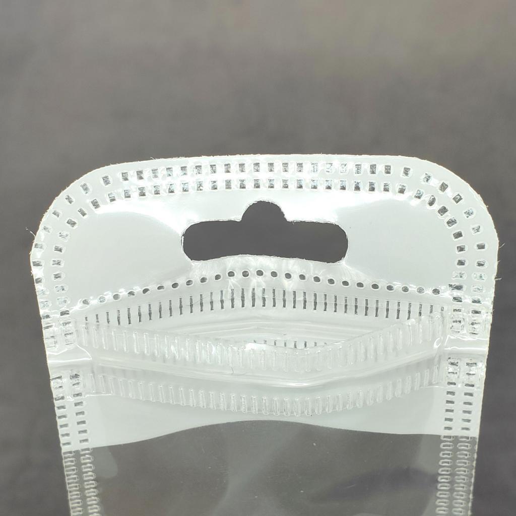 100-200 Clear & White Flat Storage Pouch with Butterfly Hang Hole Packaging Bags