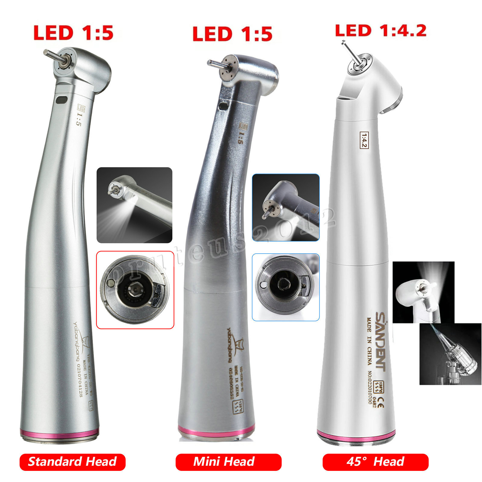 Dental 1:5/1:4.2 Increasing Fiber Optic LED Electric Contra Angle Handpiece