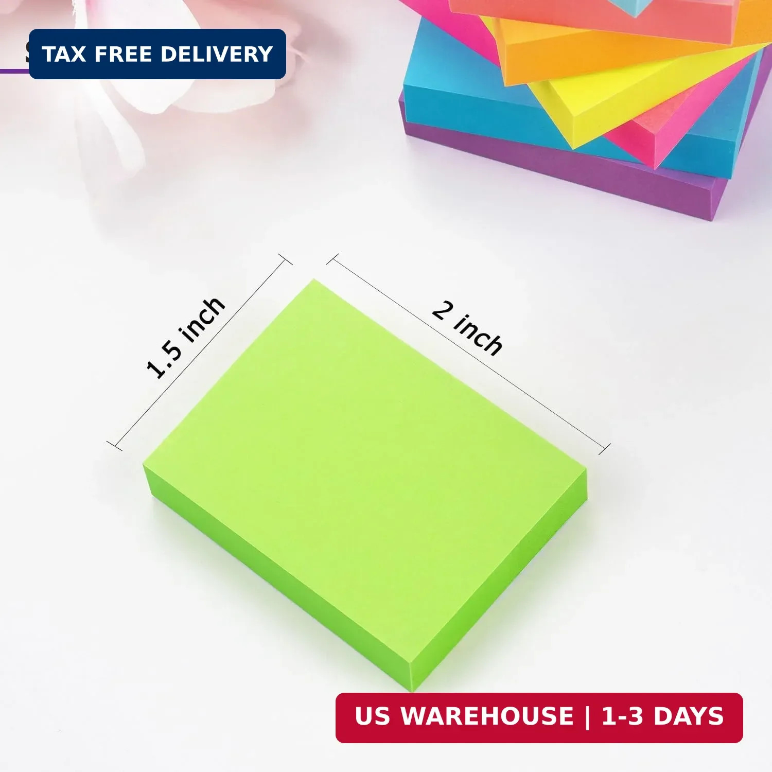 Winner Aura Sticky Notes 1.5×2 inch Bright Colors Self-Stick Pads 8 Pads/Pack 10
