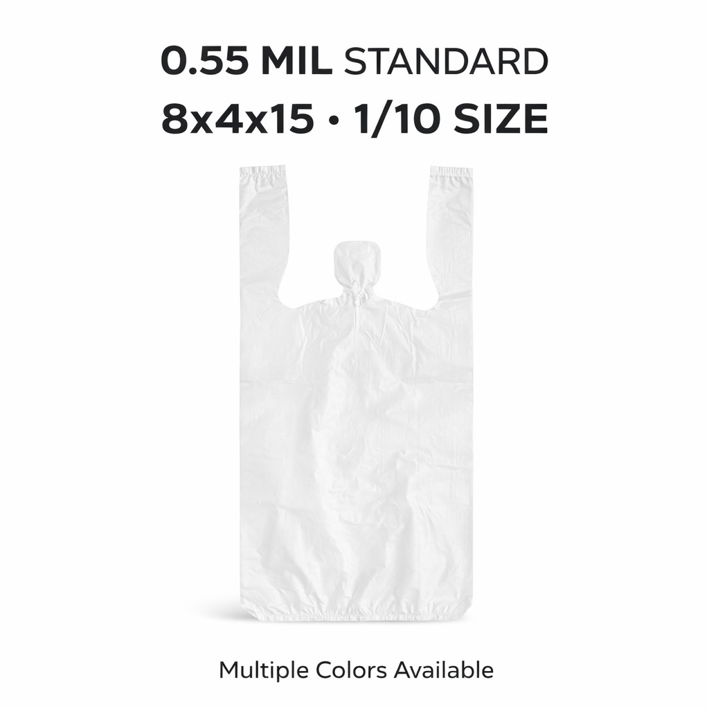 Any Color Bags 1/10 Small 8 x 4 x 15 T-Shirt Plastic Grocery Shopping Bags