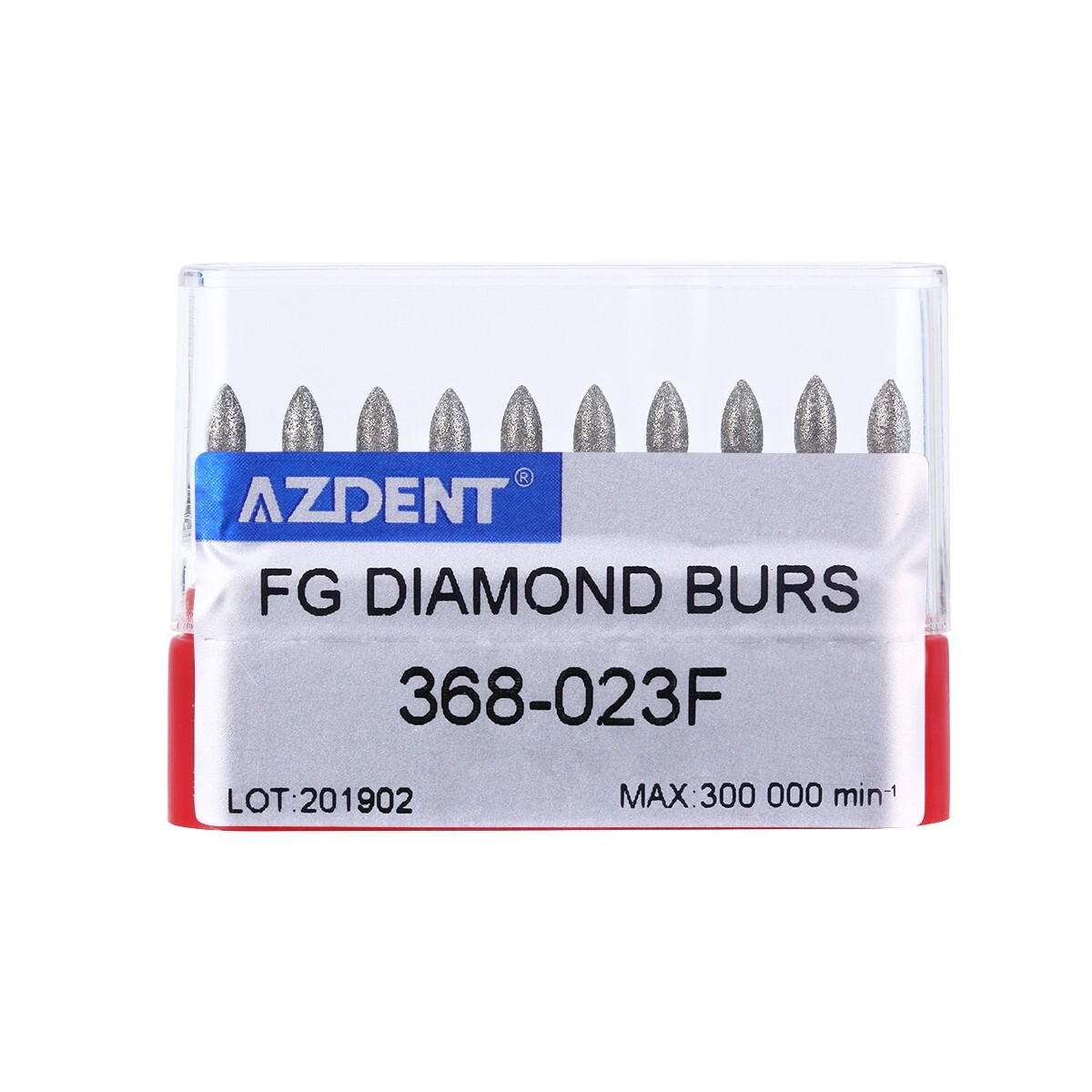 10Pcs Dental Diamond Burs FG Football #368-023F Fine Red DEFEND Friction Grip