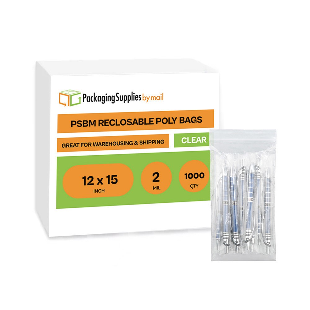 1000 12×15 Clear Plastic Zipper Poly Locking Reclosable Bags 2 MiL
