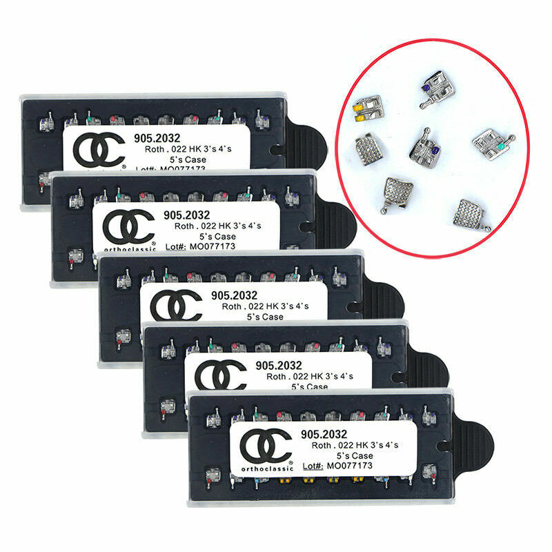 5-100×Dental Orthodontic Classic Metal Brackets Roth 0.22 With 3 4 5 hooks