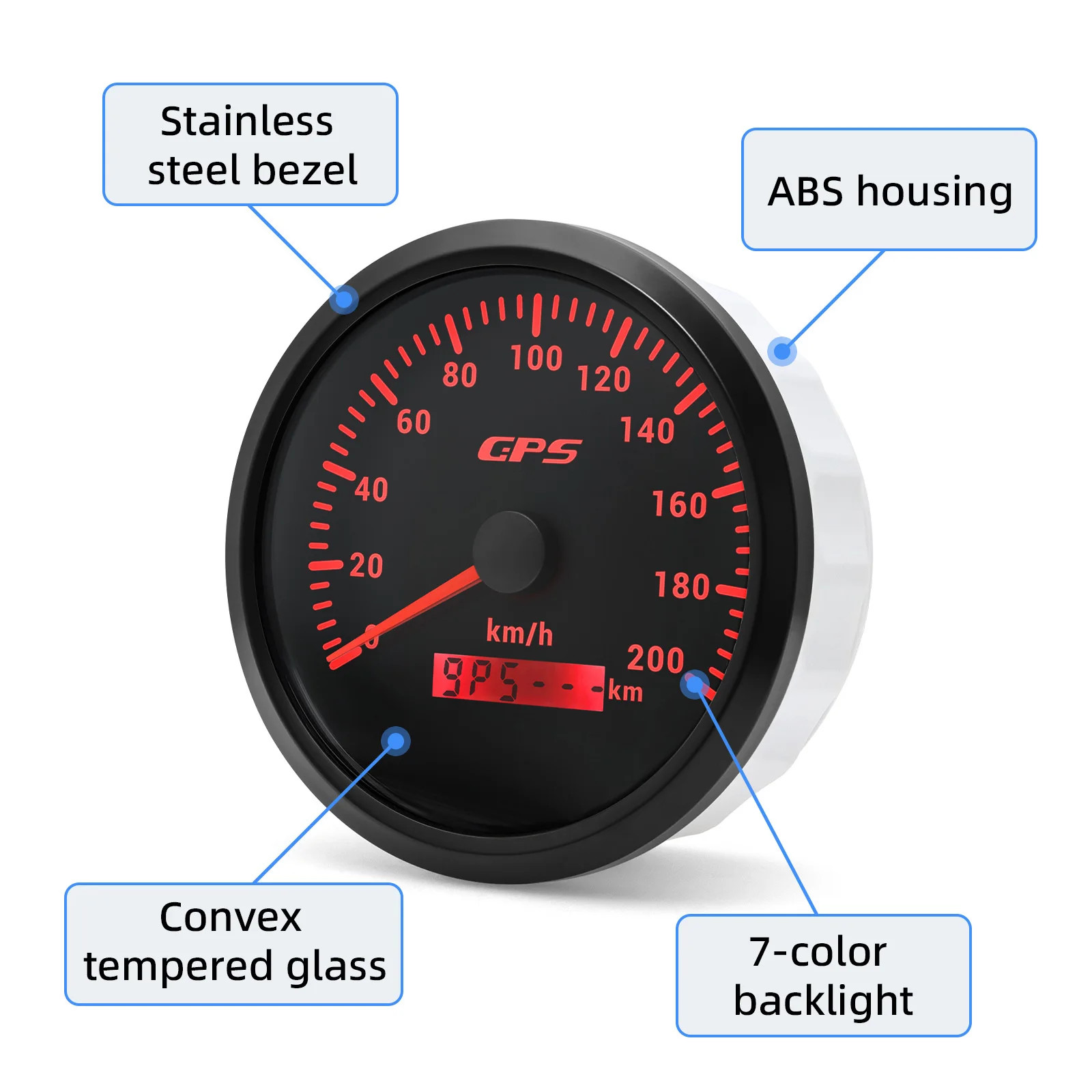 LED Universal 110MM GPS Speedometer 60/80/120/200KMH 80MPH Speed Gauge Meter