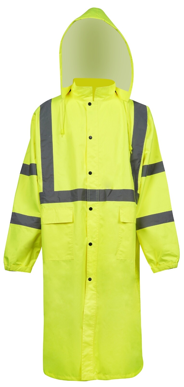 OrangeGear® Class 3 Reflective Hooded Heavy Duty Lime Waterproof Rain Coat