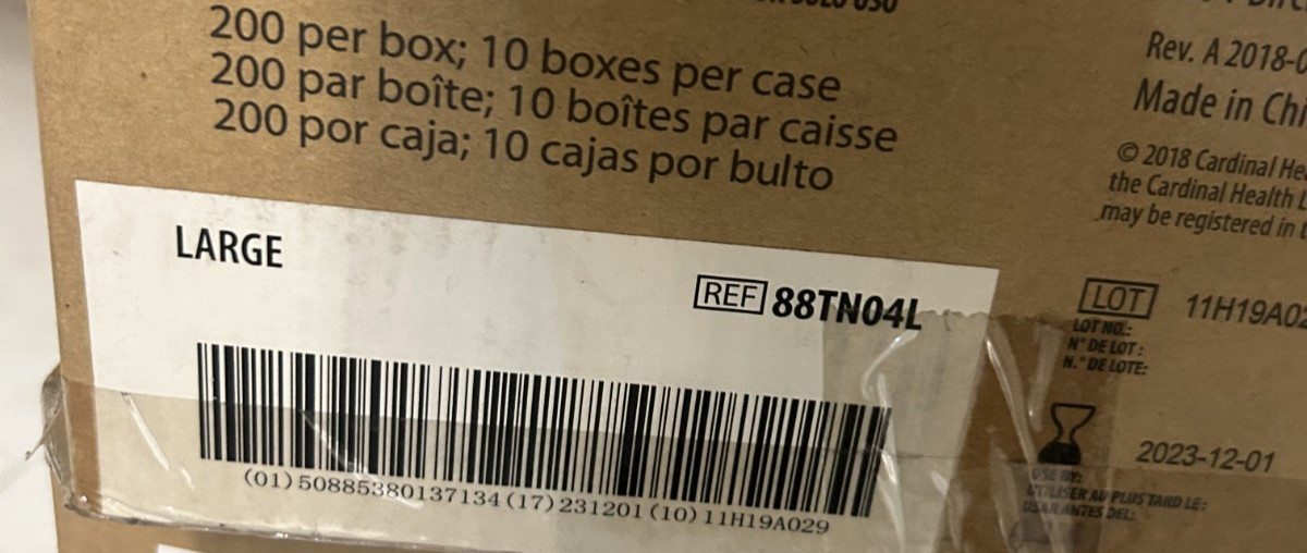CASE OF 10 BOXES (2000 GLOVES) CARDINAL HEALTH Flexal Nitrile Exam 88TN04L LARGE