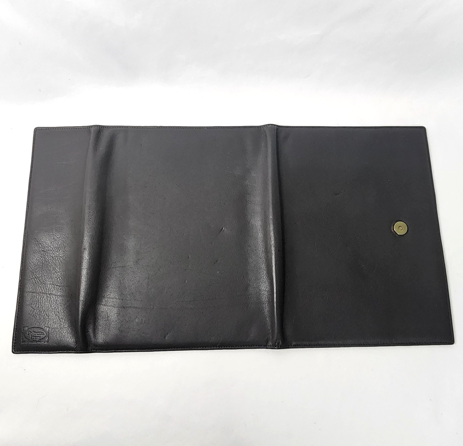 Poltrona Frau Leather Portfolio Dark Gray Snap Flap Close for 8.5 x 11 Notepad