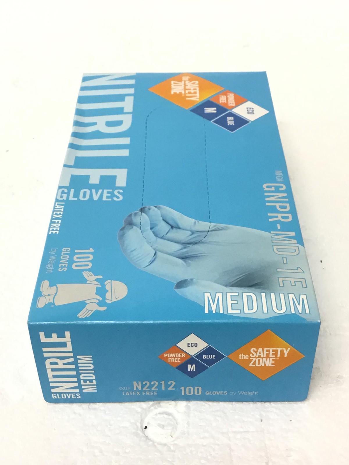 Safety Zone N2212 Nitrile Gloves M Blue Latex-Free 1000ct 10×100 – New