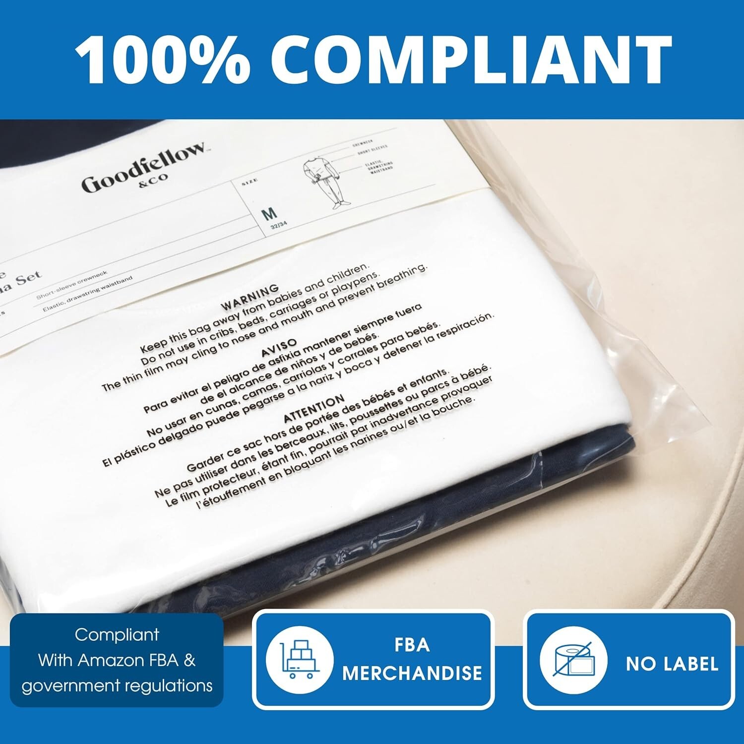 1000 Count 11×14 Eko-pack Poly Bag 2 Mil with Warning,For FBA Compliant and Pack