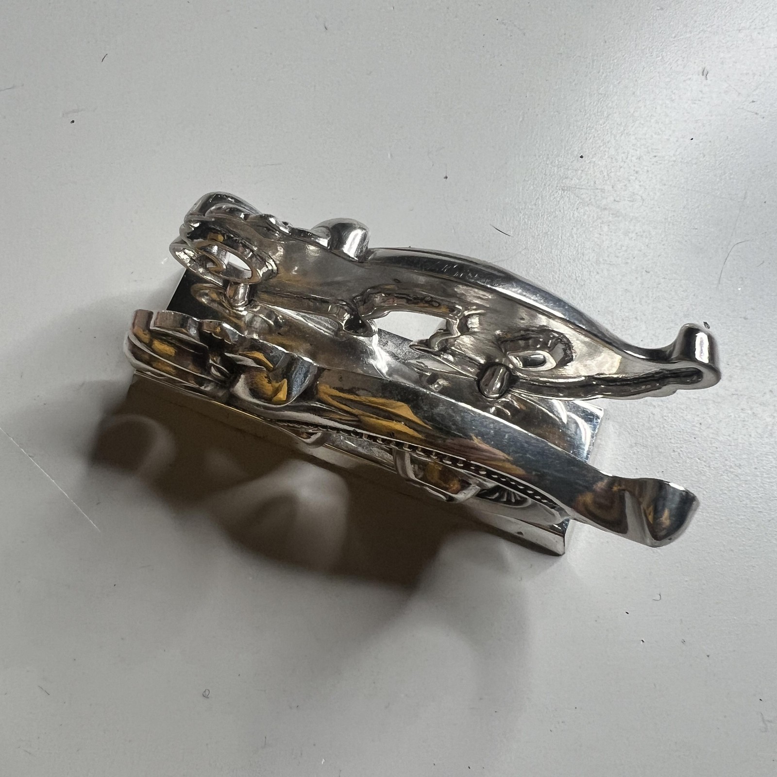 Brighton Silver Tone Scroll Business Card Holder Desk Office Taiwan Ornate Metal