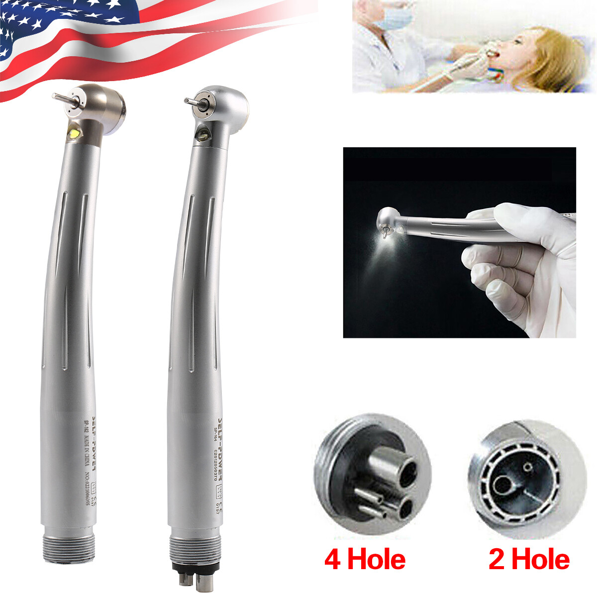 NSK Type Dental PANA Max High Speed LED Handpieces Internal Triple Spray Push CE