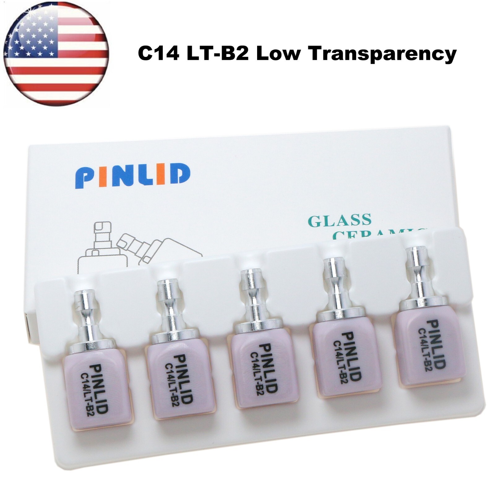 US C14 HT/LT Glass Ceramic Blocks Lithium Disilicate CAD/CAM Cerec Block 5Pcs