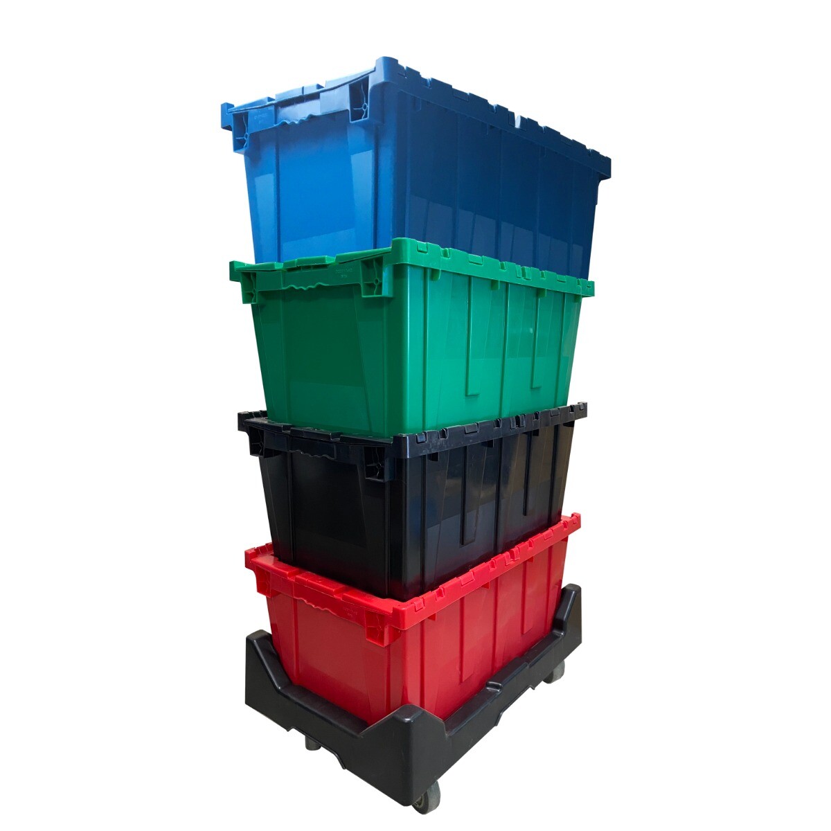 UBMOVE Storage Plastic Tote Crate Attached Lid Flip Top, 27″x16.9″x12.5″ Color C