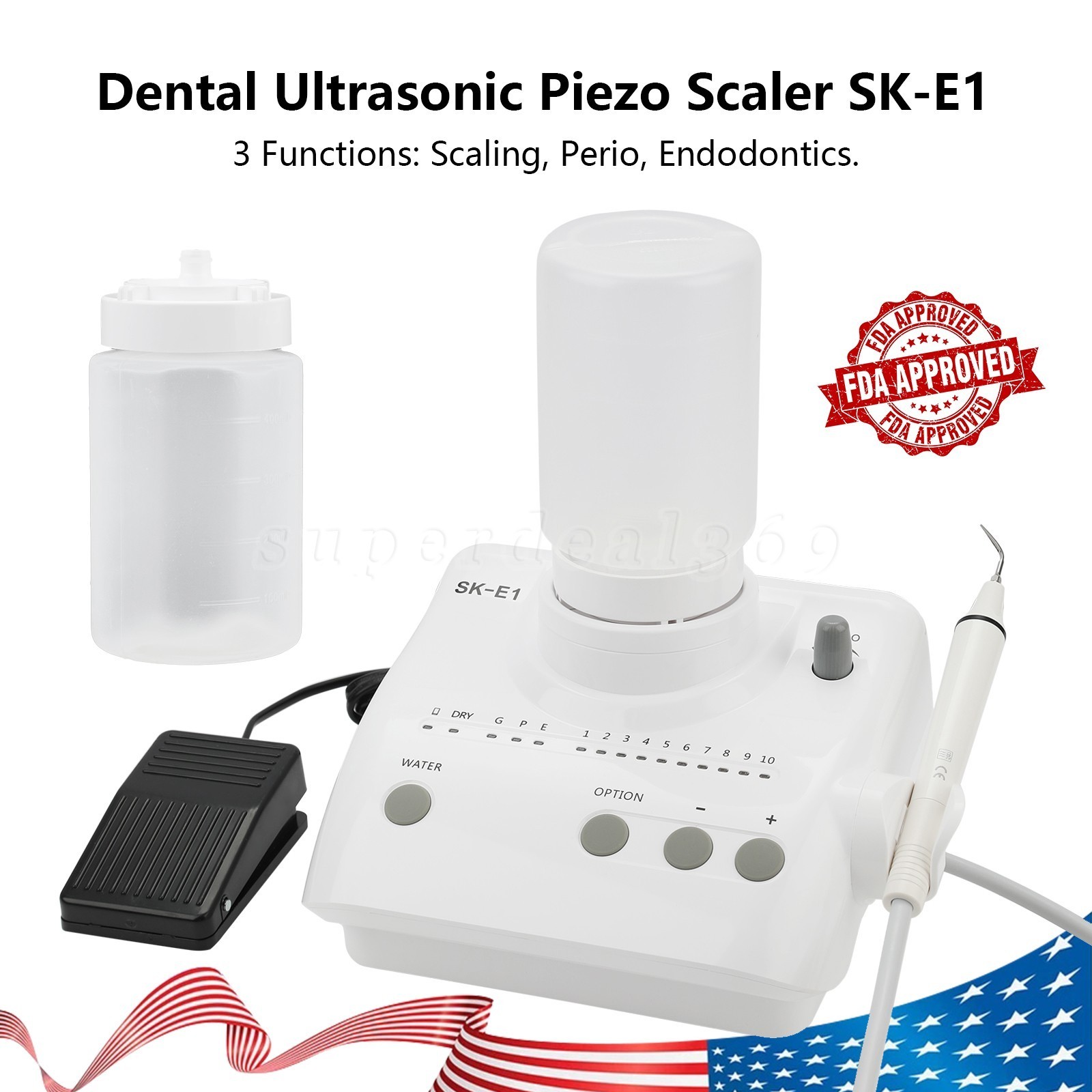 Auto Water Supply Dental Portable Ultrasonic Piezo Scaler fit Cavitron EMS CE