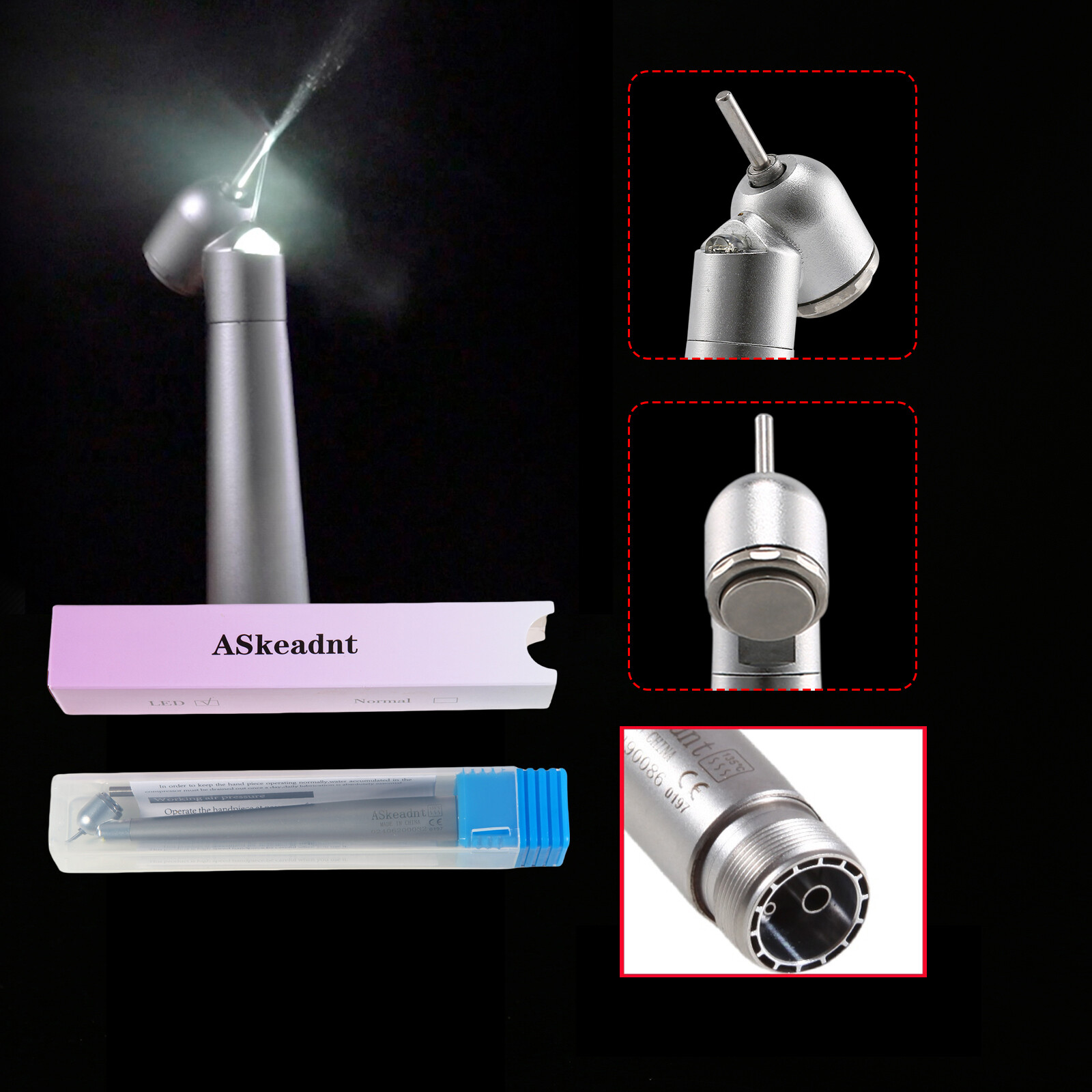 45 Degree LED E-generator Dental High Speed Handpiece Push 2 Hole for NSK AC2